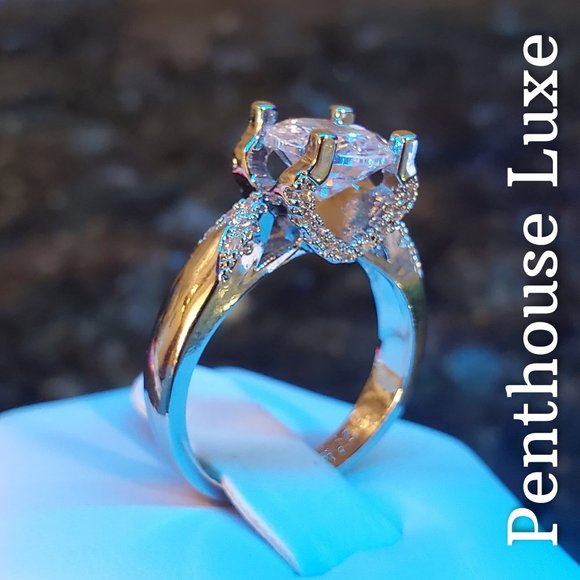 FINAL RESTOCK!! Floating Diamond Sterling Silver 925 Wedding Ring - Picture 2 of 8